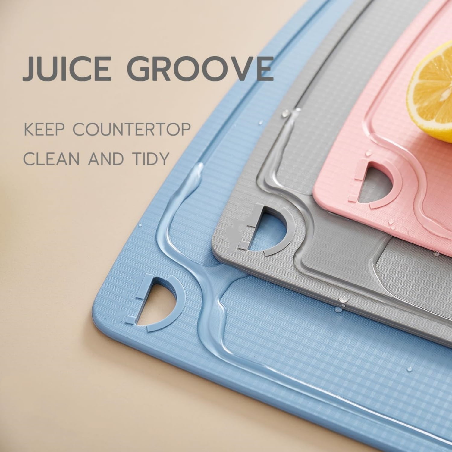 Silicone Thick Cutting Boards Mats Set of 3 Foldable & Flexible Design Juice Grooves Easy Grip Handle Dishwasher  for Kitchen, Silicone Cutting Board-Light Green