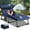 F33 Black Bed+Blue Pad, variant on Lilypelle Portable Folding Camping Cot Bed, Lounge Chair for Pool, Beach, Patio Adjustable 4-Position Adults Reclining Folding Chaise with Pillow