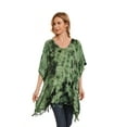 thumbnail image 4 of Beautybatik Green Womens Boho Hippie Batik Tie Dye Plus Size Tunic Blouse Kaftan Top 4x, 4 of 7