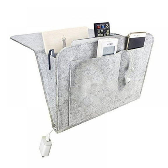 Bedside Felt Caddy Storage Bag Organizer Bedroom Bedside Hanging Pocket Bag for Space Saving, Gray