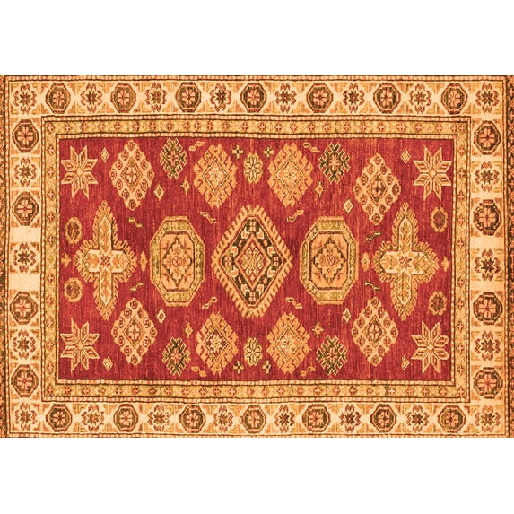 Ahgly Company Indoor Rectangle Abstract Orange Modern Area Rugs, 5' x 8'