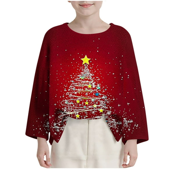 Birdeem Children's Long Sleeve Shirt, Christmas Print, Round Neck, Loose Fit Top, Funny Christmas Shirts, Boys Christmas Shirt
