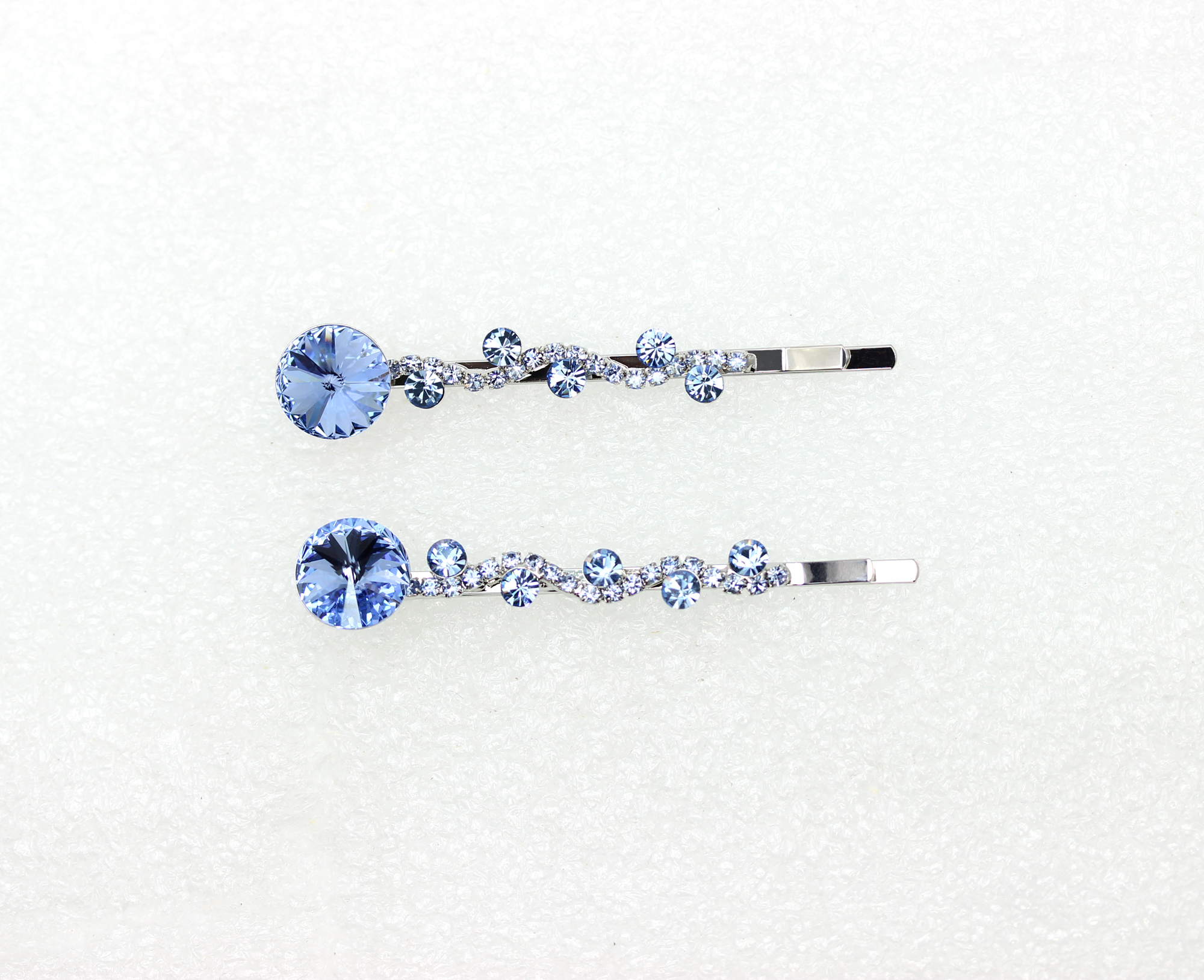 Faship  A Pair Of Light Blue Premium Rhinestone Crystal Floral Hair Clips 2 Pcs Pins
