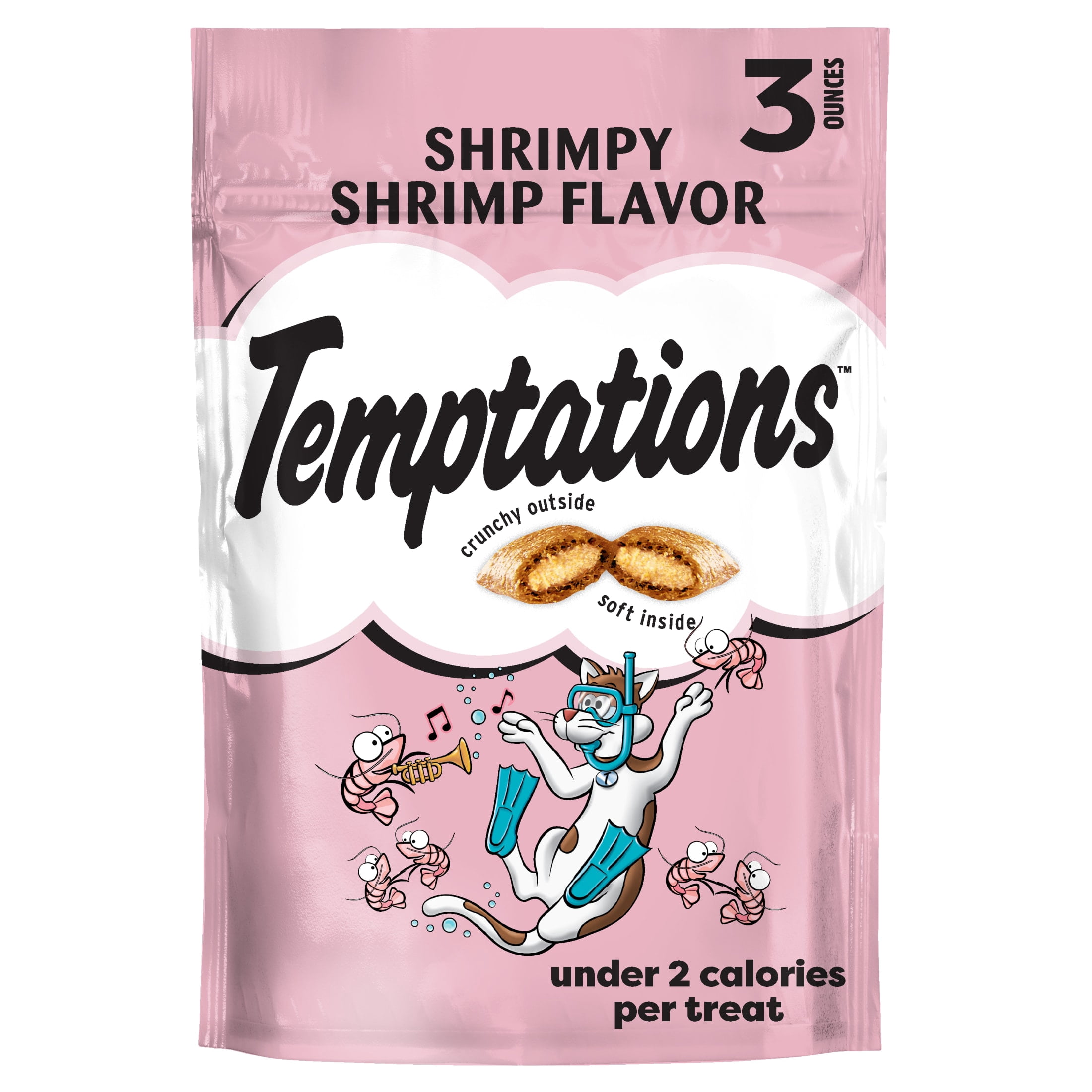 (12 pack) Temptations Classic Shrimpy Shrimp Flavor Crunchy And Soft Treats For Cats, 3 Oz Pouch