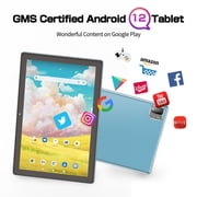 Baken Android 14 Tablet 10.1 inch with Case, 12GB, 64GB, IPS Touch Screen, Quad-Core,1280x800 | Wi-Fi6 | 6000mAh | Google Certified(Blue)