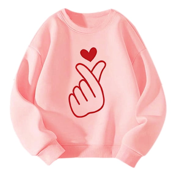 Gelikeya Oversized Girls Sweatshirt Valentines Day Crew Neck Funny Sweatshirts Trendy Oversized Loose Winter Clothes & 2-3 Years