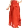 thumbnail image 3 of Sakkas Coco Long Cotton Ruffle Skirt with Pockets and Elastic Waistband - Rust - One Size Regular, 3 of 4