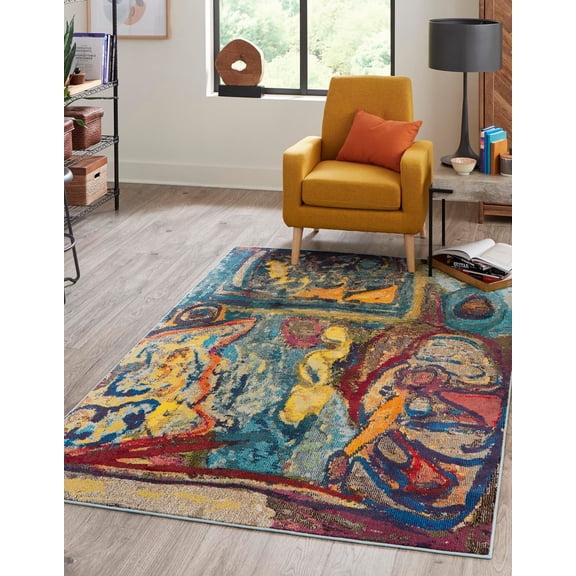 Rugs.com Haerfest Collection Rug – 2' x 3' Multi Low Rug Perfect For Entryways, Kitchens, Breakfast Nooks, Accent Pieces