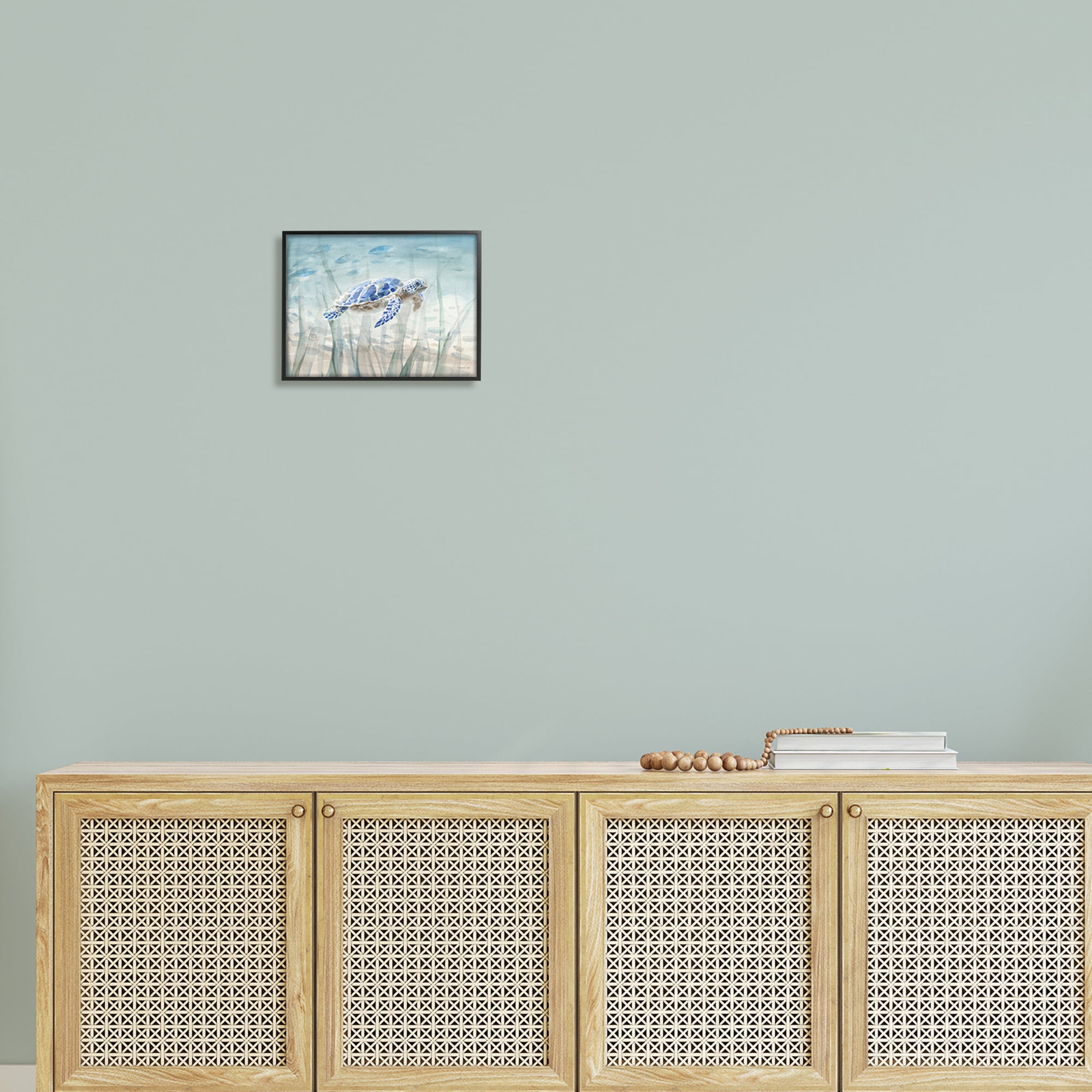 Stupell Industries Baby Sea Turtle Blue Speckled Aquatic Animal Ocean, 14 x 11, Design by Danhui Nai