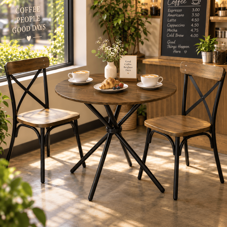 Homy Casa 31.5-Inch Round Dining Table for 2-4, Walnut Brown photo 1