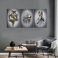 thumbnail image 2 of Modern Bedroom Wall Art Set of 3-3D Metal Effect Couple Canvas Paintings Wall Decor, Abstract Figure Statue Art Prints for Living Room Home Decor - 12x16in Framed, 2 of 6
