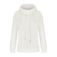 thumbnail image 5 of EchfiProm Womens Plain Sweatshirts Cowl Neck Tops Long Sleeve Fall White Loose Pullover Drawstring for Ladies, 5 of 7