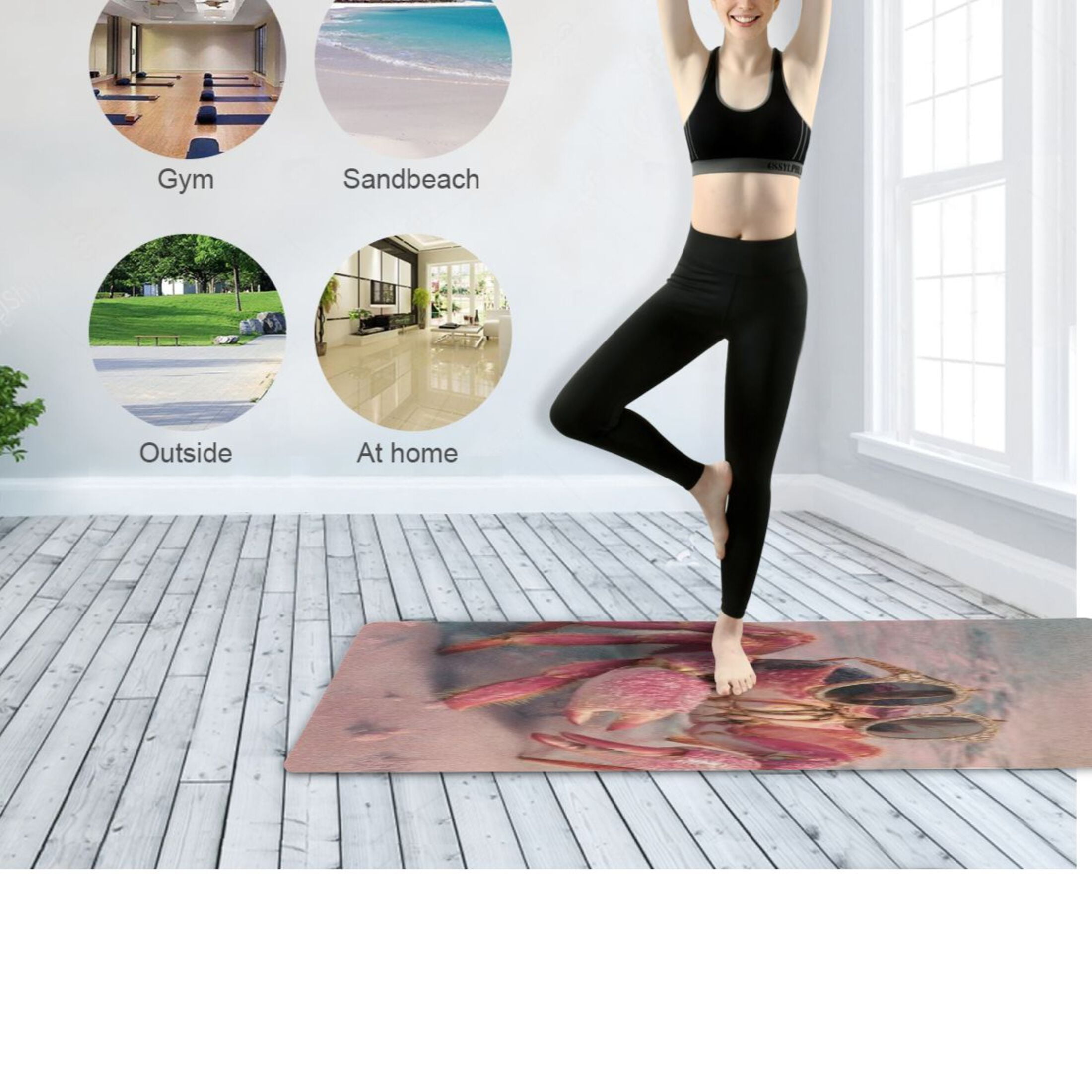 BZSMCE Yoga Mat Women Fitness Mat Sleek Glass Crab Pattern