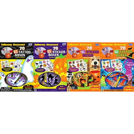 Halloween Stickers and Tattoos Giveaways 4-Pack, 80 Giveaway Boxes