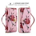 thumbnail image 2 of for iPhone 14 Pro Wallet Case - Magnetic Detachable Back Case with RFID Blocking Card Holder, Hand Strap & Crossbody Strap, Floral Flower PU Leather Flip Cover Case for Women Girls, Pink, 2 of 11
