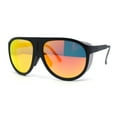 thumbnail image 2 of Mens Side Visor Oversized Flat Top Color Mirror Plastic Racer Sunglasses Matte Black - Orange Mirror, 2 of 4