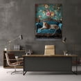 thumbnail image 5 of Mudket Framed Leopard on Teal Sofa Canvas Wall Art, Vintage Floral Leopard Print, Animal Wall Decor for Living Room Bedroom - 12"L x 8"W, 5 of 10