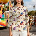 thumbnail image 6 of Ounisa Womens Funny Mardi Gras 3/4 Sleeve Sequins Shirts Tunics 2025 Trendy Holiday T-Shirts Carnival Clothes Sweatshirts, 6 of 8