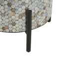 thumbnail image 5 of DecMode 18" x 22" Multi Colored Mother of Pearl Shell Handmade Hexagon Mosaic Inlay Abstract Accent Table with Black Metal Legs, 1-Piece, 5 of 9