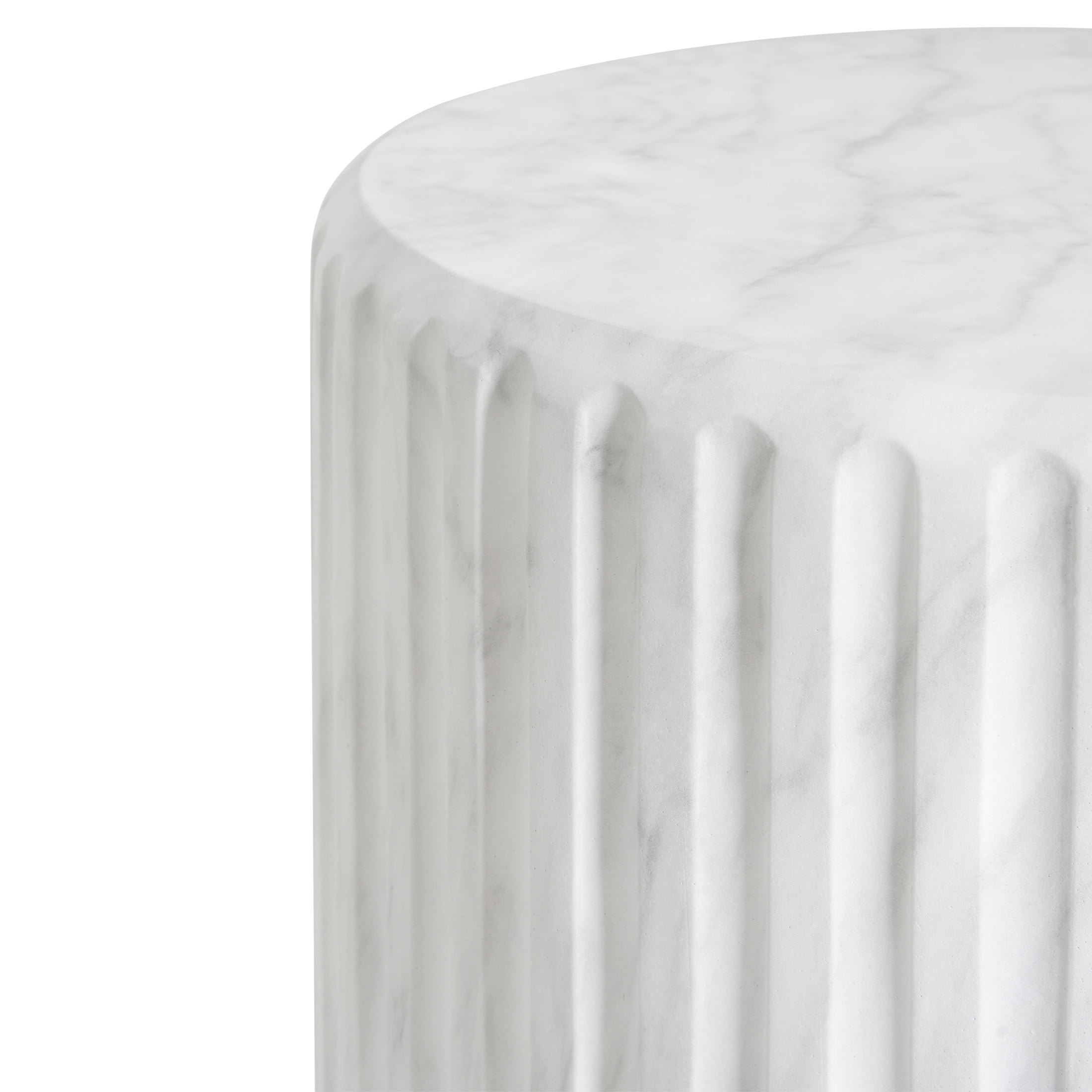 Christopher Knight Home Ribbed Side Table, Lightweight Concrete Round End Table for Indoor & Outdoor Use, White