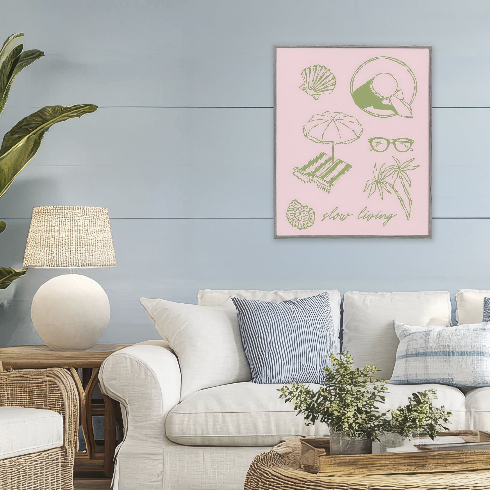 Stupell Industries Slow Beach Living Gray Framed Giclee Art, design by The Prints Vibe