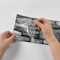 thumbnail image 5 of 6 Pcs Waterproof Gray Tiles Stickers Wall Decals 11.8'' x 5.9'' Self Adhesive Mosaic Brick Pattern Peel and Stick Backsplash, 5 of 7