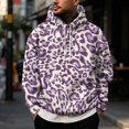 thumbnail image 2 of KLHDSF Men's Vintage Leopard Print Hooded Sweatshirt with Single Pocket Drawstring Hood Ribbed Cuffs Hem Fall Winter Street Athletic Top for Men Purple XXL, 2 of 8