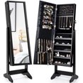 thumbnail image 1 of Costway Jewelry Cabinet Stand Mirror Armoire Lockable Organizer Large Storage Box Black, 1 of 10