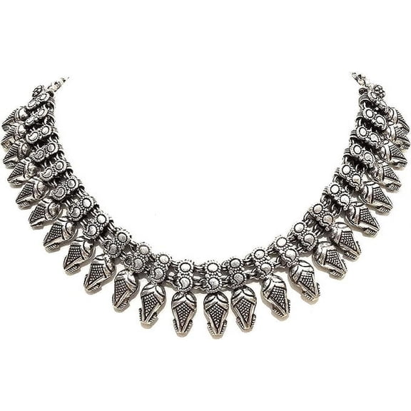 Necklace oxidised silver choker for women fashion traditional Indian jewelry tribal inspired antique silver Choker Metal jewellery