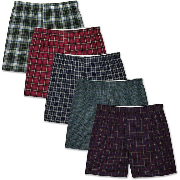 Fruit of the Loom Men's  Tartan Boxer, Assorted, Medium (Pack of 5)