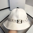thumbnail image 3 of CoCopeaunts Leather Bucket Hat for Women Autumn Winter Outdoor Lady Girl Fashion Fisherman Hat with Buckle Belt Bowler Cap, 3 of 8
