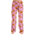 thumbnail image 2 of Zorvxlyn Halloween Pj Bottoms Pants Ghost Pumpkin Spider Web Graphic Women's Pj Bottoms Drawstring Elastic Waist Women's Lounge Pants, 2 of 6