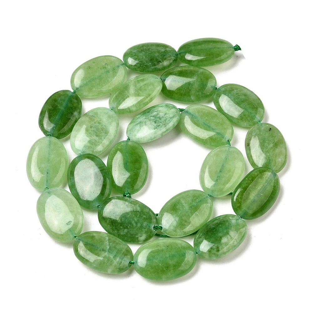 Natural Dyed Malaysia Jade Beads Strands Flat Oval Shape Green 18~18.5x12~13x4.5~5mm Hole: 1mm about 22pcs/strand 15.75''(40cm)