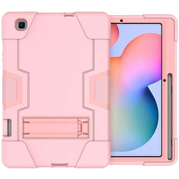 FIEWESEY Case for Samsung Galaxy Tab S6 Lite,Heavy Duty Shockproof Soft Silicone&Hard Back Hybrid Protective Case for Samsung Galaxy Tab S6 Lite 2020/2022 Model:SM-P610/P615/P613/P619(Rose Gold)