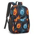 thumbnail image 2 of Basketball and Fire Black Pattern 17" Waterproof Oxford School Backpacks for Teens, S-Shape Padded Straps, for School, Travel, Hiking, Camping, 2 of 5