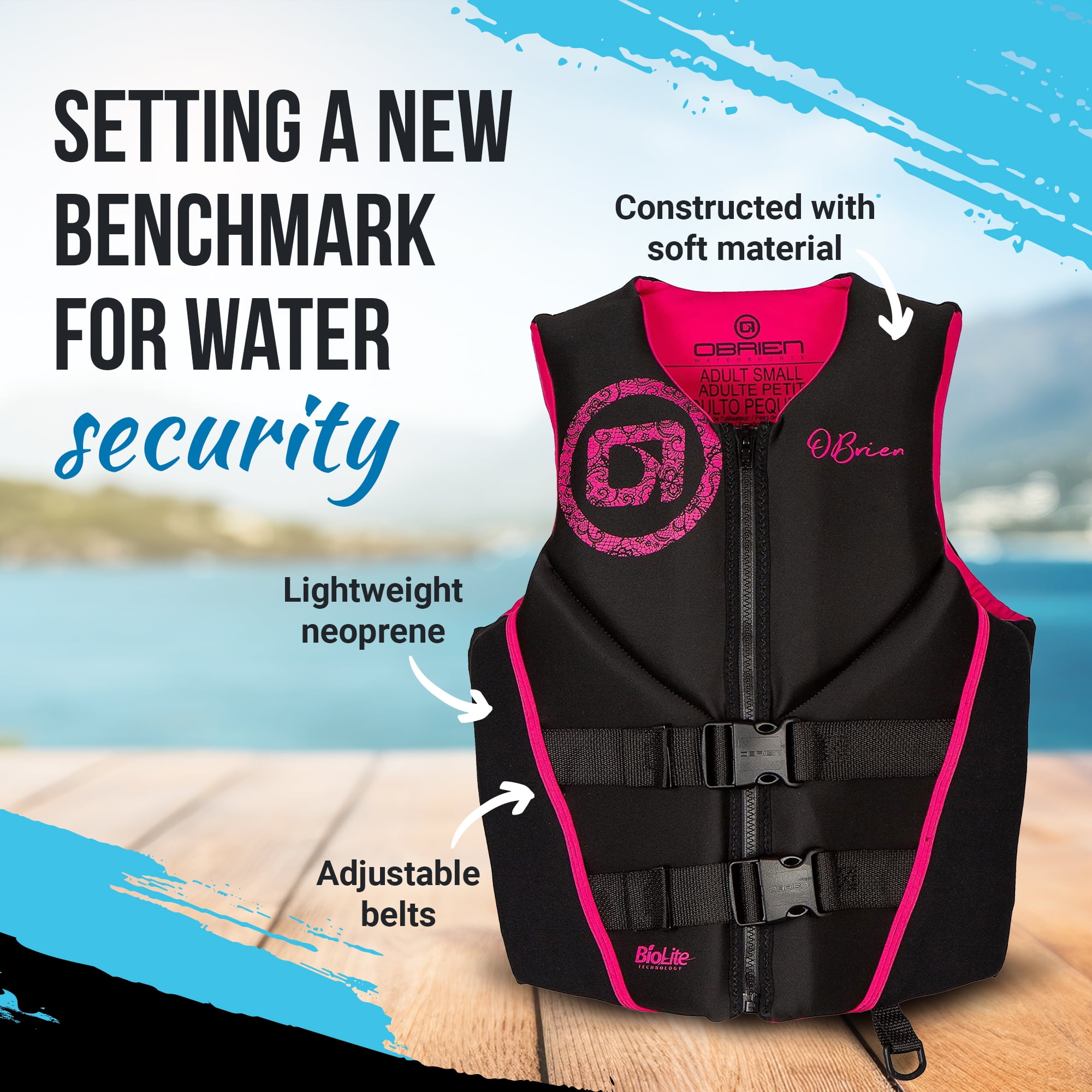 O'Brien Women's Traditional Neoprene USCGA Life Jacket with Zip Closure, S