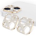 thumbnail image 1 of [2 Pack] FYBTO for Bling Camera Lens Protector Compatible with iPhone 13 & 13 Mini Glitter Diamond Crystal Metal Lens Protective Decoration Cover Accessories for 13/13 mini Gold+Gold, 1 of 6
