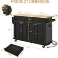 thumbnail image 2 of ANPOO 59.1" Movable Kitchen Island with Drop Leaf and Power Outlet, Rolling Kitchen Cart with Rubber wood Countertop, Island Table on Wheels for Kitchen w/2 Drawers, Spice Rack, Adjustable Shelves, 2 of 8