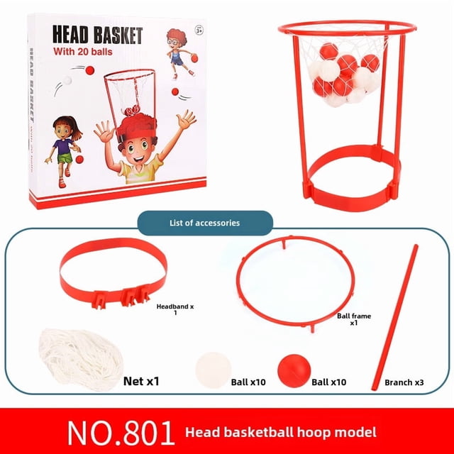 Indoor Kids' Inflatable Head-Mounted Basketball Hoop: Fun Plastic Shooting Toy for Active Play, Motor Skill Development & Parent-Child Games – Unique Cross-Border Sports Entertainment (Model 801,