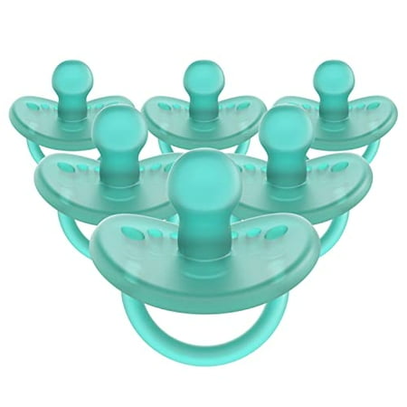 Evenflo Feeding Balance Plus Stage 2 Orthodontic Baby, Newborn and Infant Pacifier - Developed with Pediatric Feeding Specialists - 6 Months+, Aqua (Pack of 6)