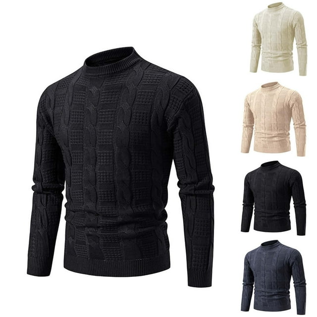 LOVZFMLL Men's Sweaters, Classic Solid Color Turtleneck Ribbed Pullover, Casual Fashion Everyday Layering Shirt, Warm Winter Tops, Fall Clothes