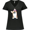 thumbnail image 3 of Inktastic Corgi Puppy Girl Women's Plus Size V-Neck T-Shirt, 3 of 5