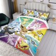 thumbnail image 3 of Eevee Evoluciones Estéticas Conjunto de sábanas temático, trío de piezas, cómodo y amigable con la piel, diseño único, regalo de decoración para el hogar para familiares, amigos y fans,173cm *218cm, 3 of 6