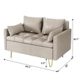 thumbnail image 2 of Homhougo Faux Leather Sofa Couch 44" W Loveseat Sofas with Button Tufted Design and Hand Stitched, Heavy Duty Foundation with Gold Metal Legs, Lift-Up Storage and Bolster Pillows in, Beige, 2 of 6