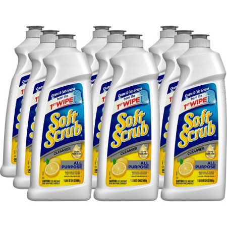Soft Scrub All Purpose Cleanser  Lemon Scent  24 oz Bottle  9/Carton (00865)