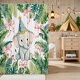 thumbnail image 2 of Erosebridal Baby Elephant Shower Curtain 72Wx84L for Girls, Tropical Leaves Waterproof Bathroom Shower Curtain, 2 of 5