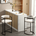 thumbnail image 3 of Guyou Fabio 30" Upholstered Bar Height Bar Stools with Metal Frame, White/Fur(Set of 2), 3 of 13