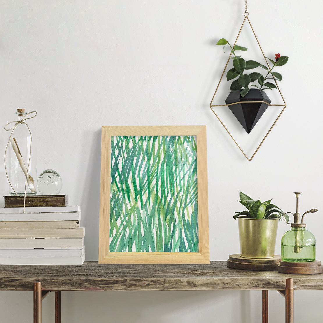 Just Grass I - Framed Print w/glass - Natural Wood