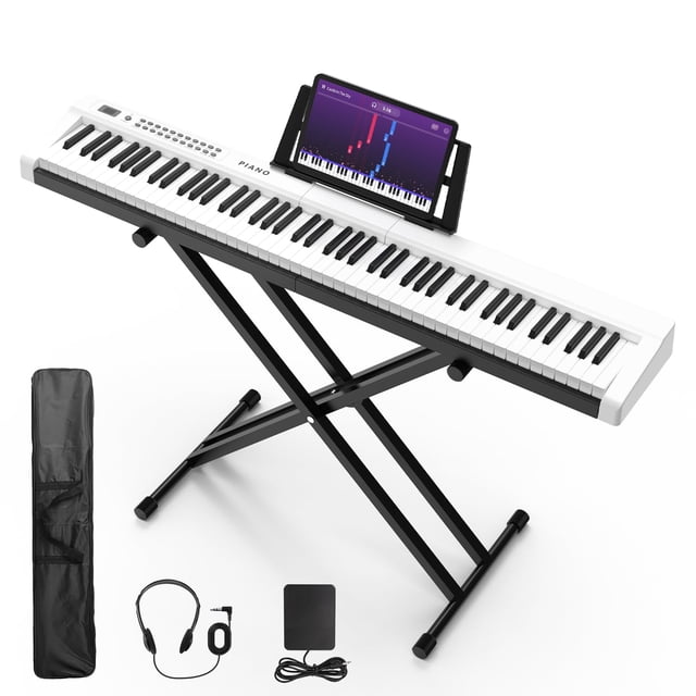 Piano digital Bfgxuoo de 88 teclas, tamaño completo, semipesado, con soporte