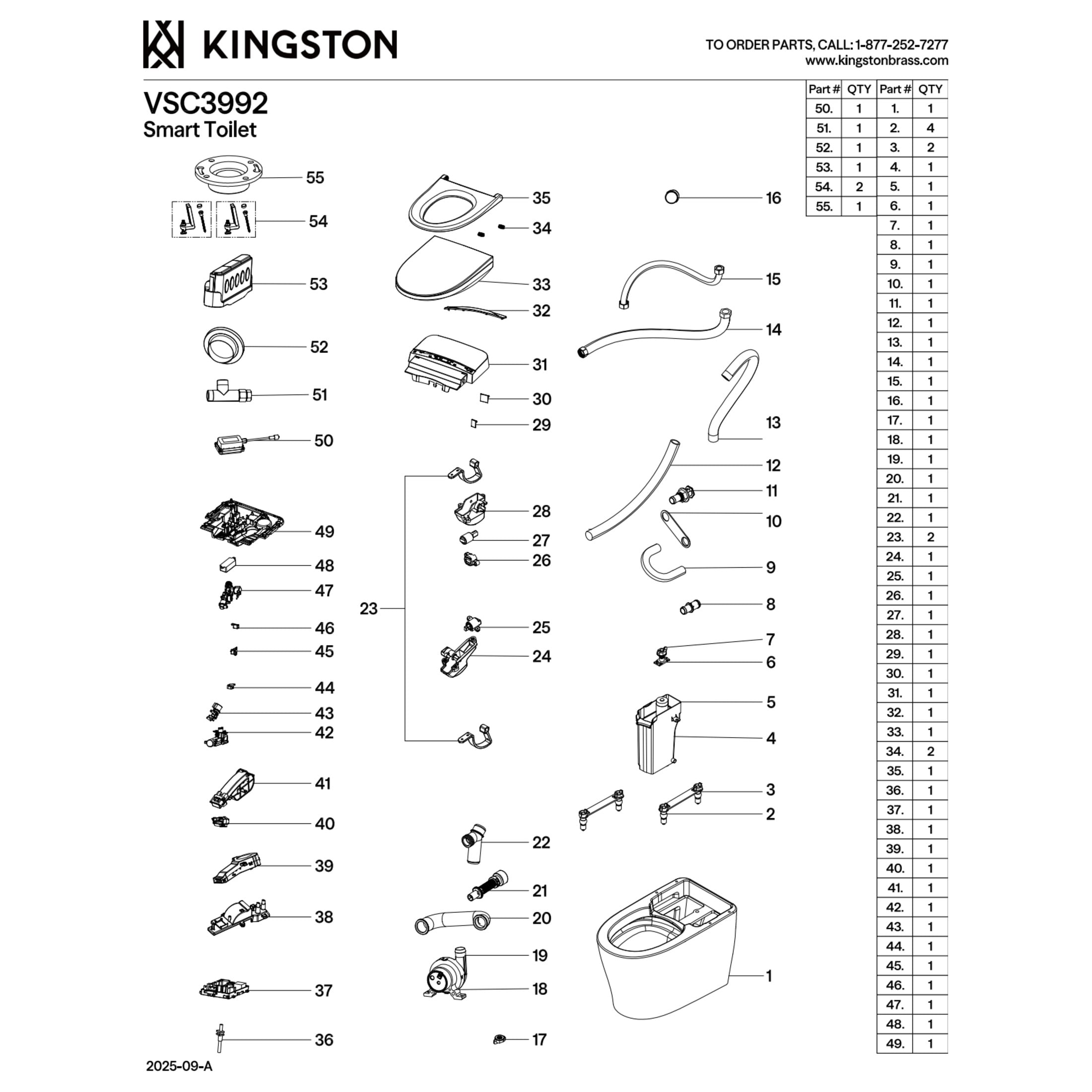 Kingston Brass VSC3992 Upton Smart Toilet, White
